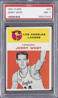 1961-62 Fleer #43 Jerry West Rookie Card – PSA NM 7